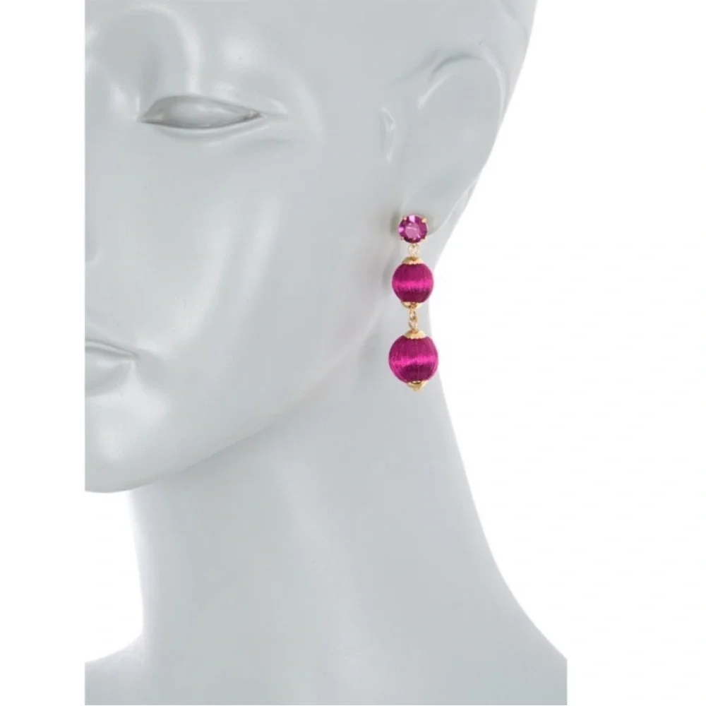 Kate Spade New York Women's Linear Graduated Ball Earrings (Fuchsia)